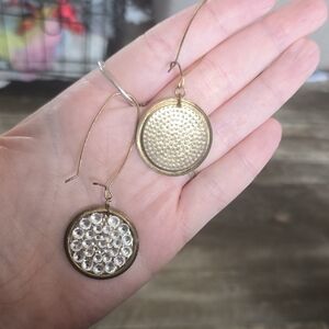 Gold Round Drop Earrings with Clear Crystal Accents